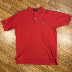 Vintage Mark Scot Polo Shirt Red Embroidered Golf Logo USA Mens Large